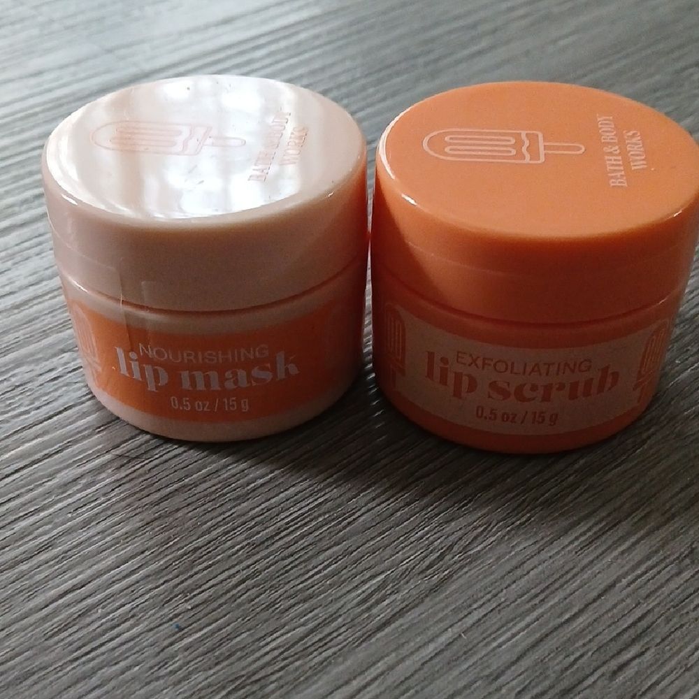 Bath & Body Orange Creamsicle Lip Mask and Scrub Set  .5 oz each NEW SEALED